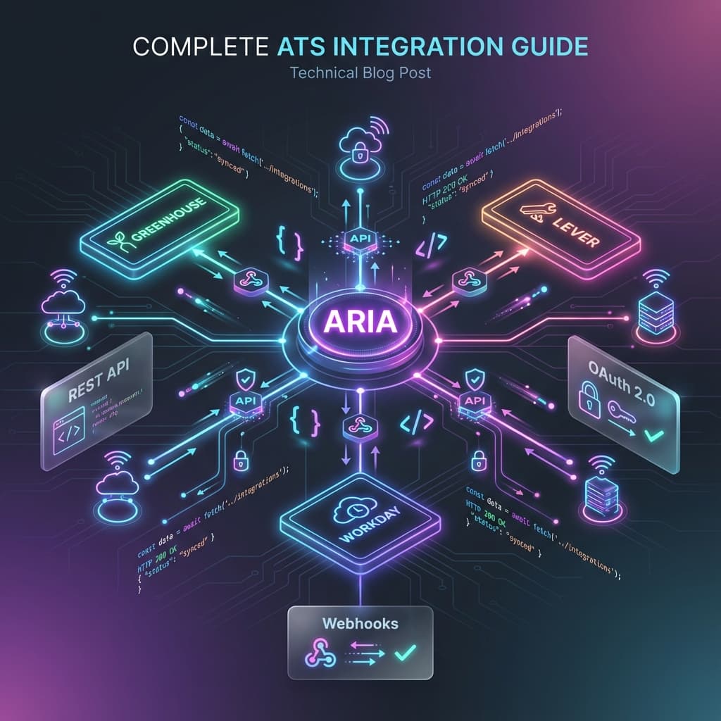 ARIA HR platform API integration diagram showing data flow between ATS systems and AI voice interviews